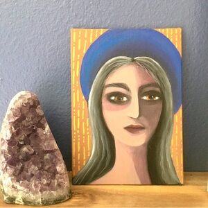 ORIGINAL ART - “ Women Not Smiling No. 2”  5”x7” Acrylic on Canvas Board